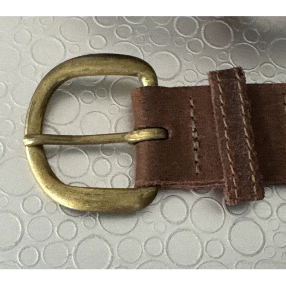 Vintage Mexico Braided Leather Belt 42 Mens Brown Wide Open Weave Brass Chevron